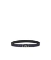 Ferragamo Adjustable Reversible Leather Belt With Metal Buckle In Black