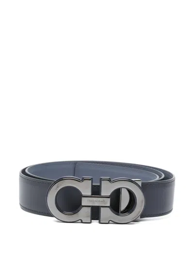 Ferragamo Gancini-buckle Leather Belt In Black