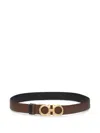 Ferragamo Reversible Hooks Leather Belt Smooth Finish In Brown