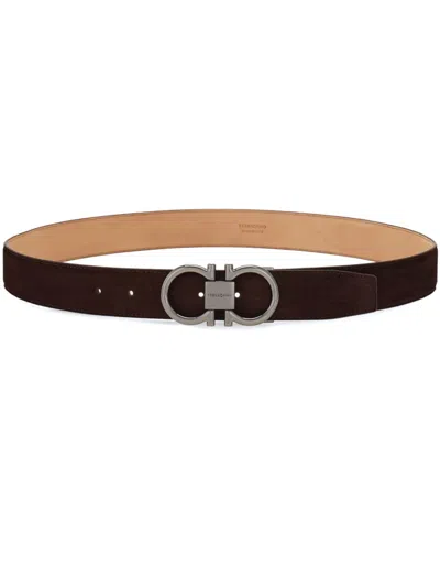 Ferragamo Gancini-buckle Leather Belt In Brown
