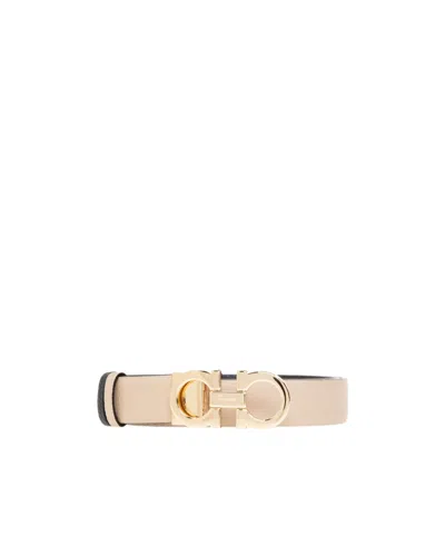Ferragamo Gancini-buckle Leather Belt In Nude