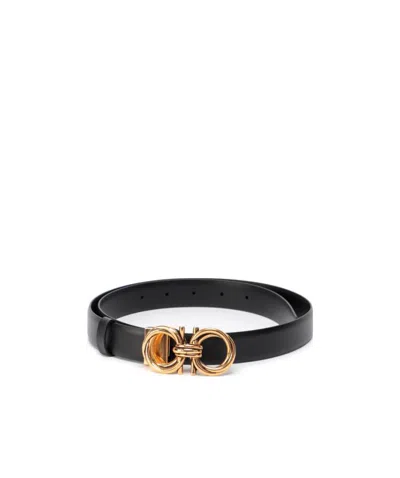 Ferragamo Gancini Buckle Leather Belt In Nude