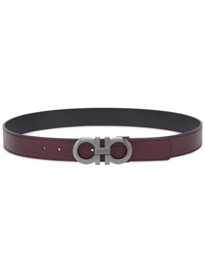Ferragamo Gancini-buckle Leather Belt In Red