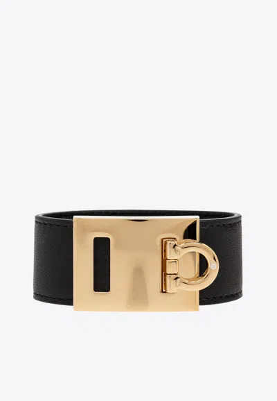 Ferragamo Gancini Buckle Leather Bracelet