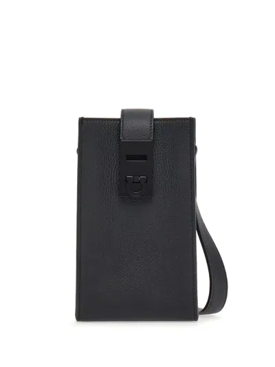 Ferragamo Gancini-buckle Leather Crossbody Bag In Black
