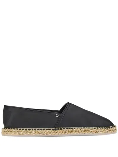 Ferragamo Gancini-buckle Leather Espadrilles In Black