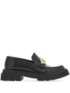 Ferragamo Carrion Sole Ingrid Leather Loafers In Black