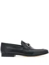 Ferragamo Loafers With Gold-tone Hardware And Round Toe In Black