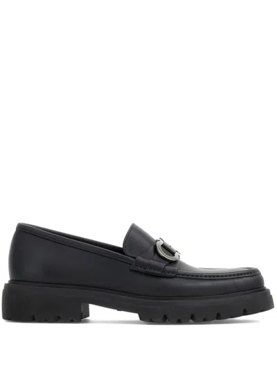FERRAGAMO GANCINI-BUCKLE LEATHER LOAFERS