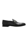 Ferragamo Florio Gancini-plaque Loafers In Black