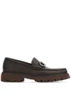 Ferragamo Gancini-buckle Leather Loafers In Brown