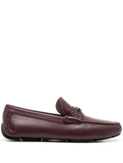 Ferragamo Gancini-buckle Leather Loafers In Red