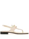 Ferragamo Woman Thong Sandal Ivory Size 8 Leather