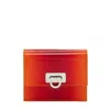 Ferragamo Gancini Flip-lock Leather Wallet In Orange