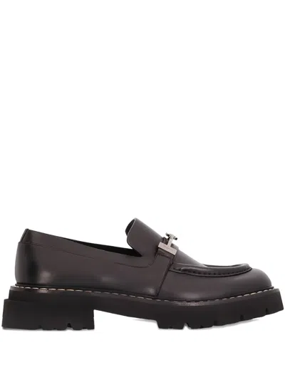 Ferragamo Gancini-buckle Loafers In Brown