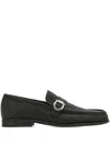 Ferragamo Leather Caspian Loafers In Black