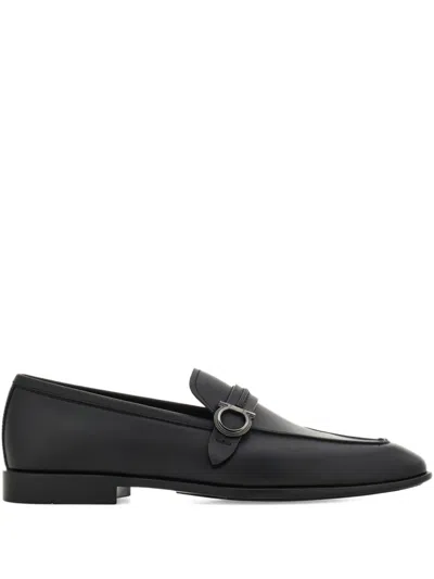 Ferragamo Gancini-buckle Loafers In Black