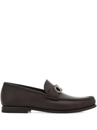 Ferragamo Gancini-buckle Loafers In Brown