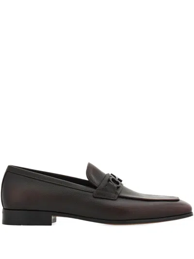 Ferragamo Gancini Buckle Loafers In Brown