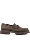 Ferragamo Gancini-buckle Loafers In Brown
