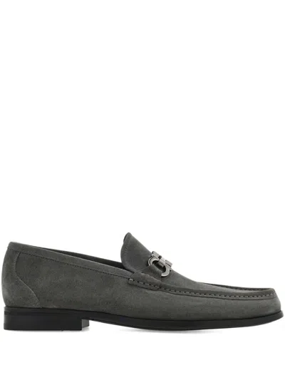 Ferragamo Gancini-buckle Loafers In Gray