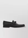 Ferragamo Alain Gancini Calf Leather Loafers In Black