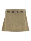 Ferragamo Gancini Skirt Pleated Design Belt Loops In Burgundy