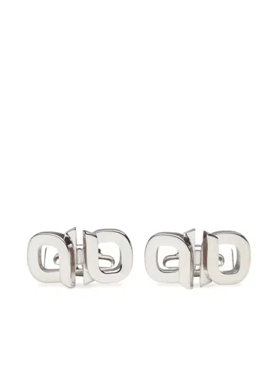 Ferragamo Man Double-gancini Cufflinks In Palladium