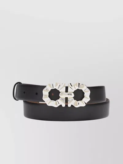 Ferragamo Gancini Buckle Reversible Belt In Black