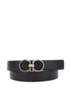 Ferragamo Black Reversible Belt With Gancini Buckle Closure In Black