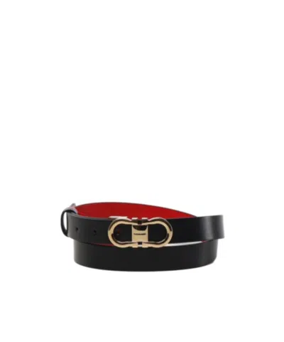 Ferragamo Gancini-buckle Reversible Belt In Black