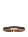 Ferragamo Reversible And Adjustable Gancini Belt In Brown