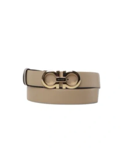 Ferragamo Gancini Buckle Reversible Belt In Nude