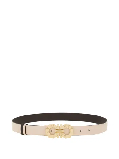 Ferragamo Gancini-buckle Reversible Belt In Neutral