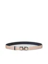 Ferragamo Gancini Buckle Reversible Belt In Nude