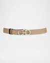 Ferragamo Gancini-buckle Reversible Leather Belt In Brown