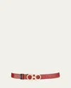 Ferragamo Gancini-buckle Reversible Leather Belt In Brown