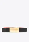 Ferragamo Gancini Buckle Reversible Leather Belt In Black