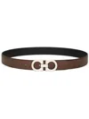 Ferragamo Gancini-buckle Reversible Leather Belt In Brown
