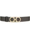 Ferragamo Gancini-buckle Reversible Leather Belt In Grau