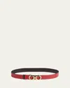 Ferragamo Gancini-buckle Reversible Leather Belt In Lipstick / Gold