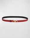 Ferragamo Gancini-buckle Reversible Leather Belt In Red