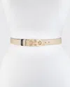 Ferragamo Gancini-buckle Reversible Leather Belt In Macadamia / Gold