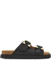 Ferragamo Gancini Buckle Sandals In Black