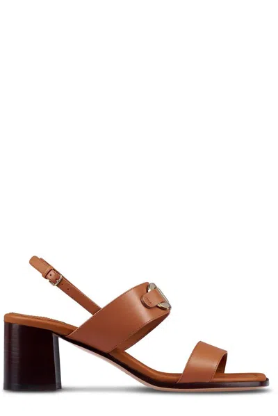 FERRAGAMO GANCINI-BUCKLE SQUARE-TOE SANDALS