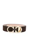 Ferragamo Gancini-buckle Suede Belt In Brown