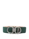 Ferragamo Gancini Buckle Suede Belt In Green