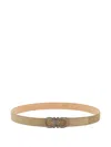 Ferragamo Gancini-buckle Suede Belt In Neutral
