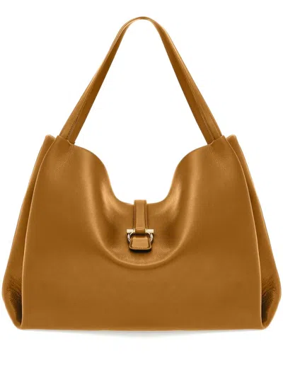 Ferragamo Gancini Buckle Tote Bag In Brown