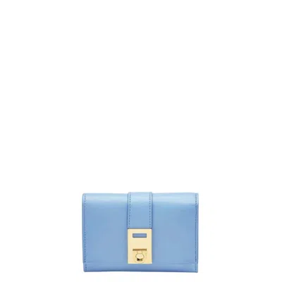 Ferragamo Gancini Buckle Tri-fold Wallet In Blue